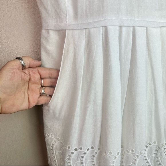 J Crew fit and flare dress with Rickrack trim in white Sz 00 - Picture 3 of 10